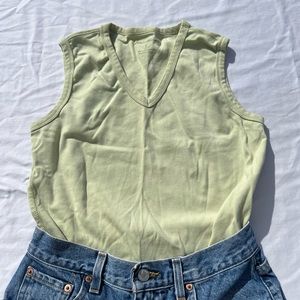 Pastel Green Vneck Crop Top